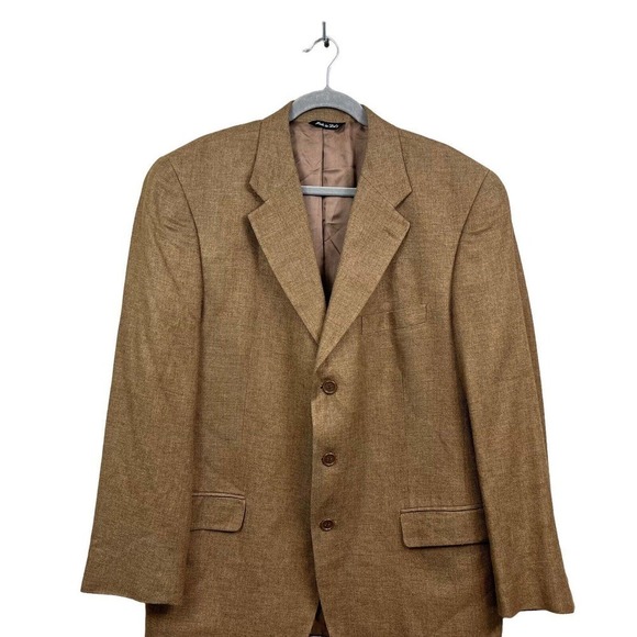 Chiavari Wool Silk Blend Blazer Jacket Sport Coat Men 3 Button Bronze Brown 43R - Picture 2 of 8